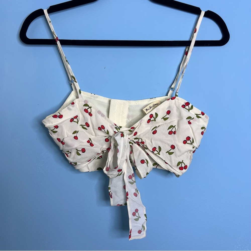 Cherry Print Tie-Front Crop Top